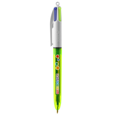 BIC® 4 Colours Fluo ballpen + lanyard